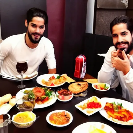 Prompt: isco alarcon eating tapas in sevilla