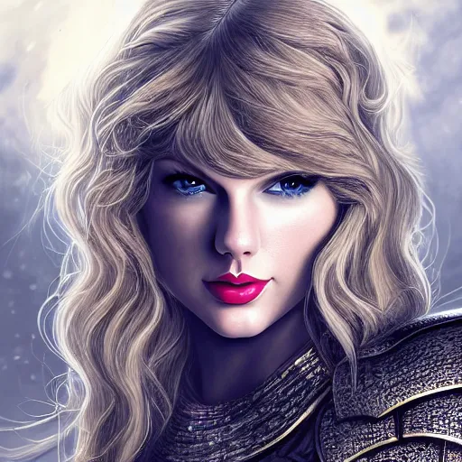 Image similar to the detailed portrait of taylor swift in a knight armor, epic fantasy art, mystical, mystic atmosphere, mythology, photo realistic, high detail, ultra realistic, hyper realistic, high definiton, 4 k uhd,