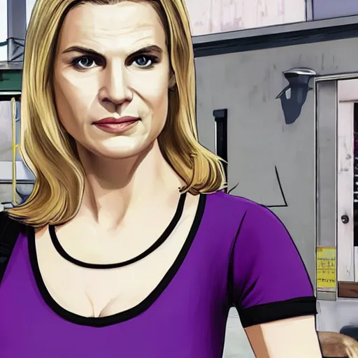 Image similar to Kim Wexler from Better Call Saul as a GTA character portrait, Grand Theft Auto, GTA cover art