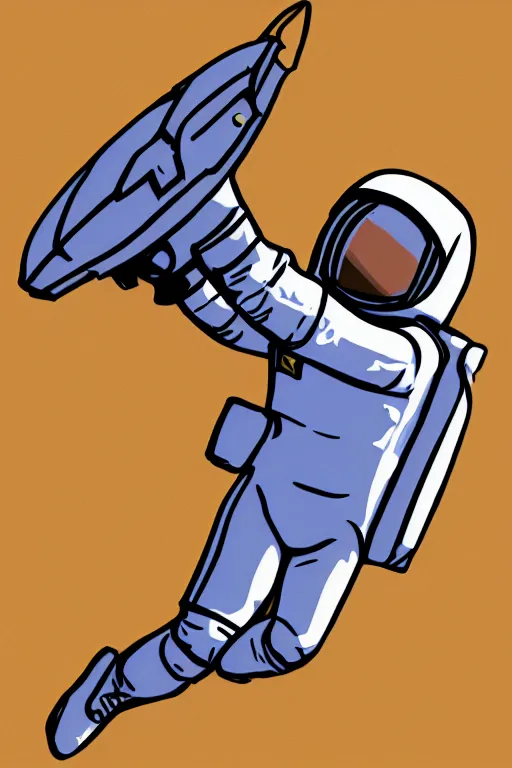 Prompt: basic digital drawing in photoshop of simple astronaut driving a flying speeder