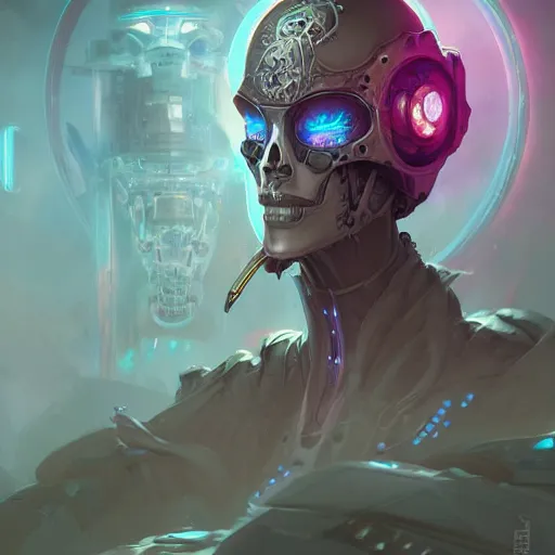 Image similar to a portrait of a cybernetic vecna, cyberpunk concept art by pete mohrbacher and wlop and artgerm and josan gonzales, digital art, highly detailed, intricate, sci-fi, sharp focus, Trending on Artstation HQ, deviantart, unreal engine 5, 4K UHD image