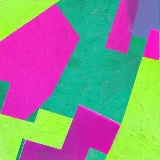 Image similar to abstract collage in hot pink, lime green, and purple