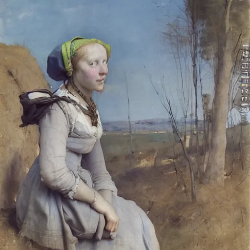 Image similar to study portrait of a peasant girl by anders zorn, hans holbein the younger, jan van eyck