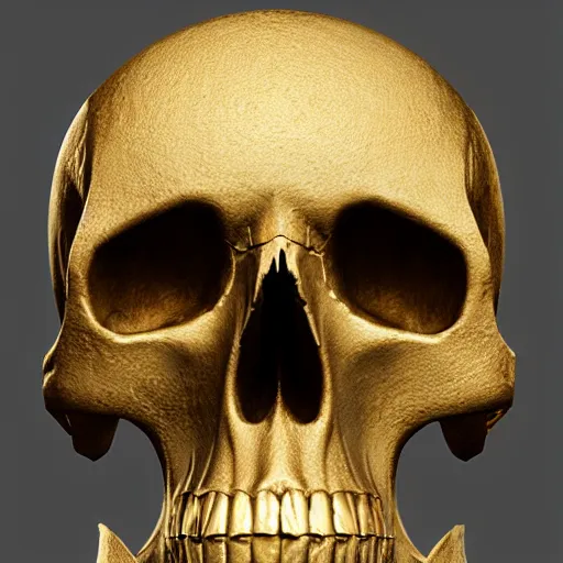 Prompt: an ancient ax created with a skull, gold, ultra realistic, unreal engine, detailed