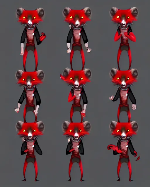 Image similar to furry - male - red - black - weasel - necromancer - fursona uhd ue 5 visual novel pc game expressions, photorealistic