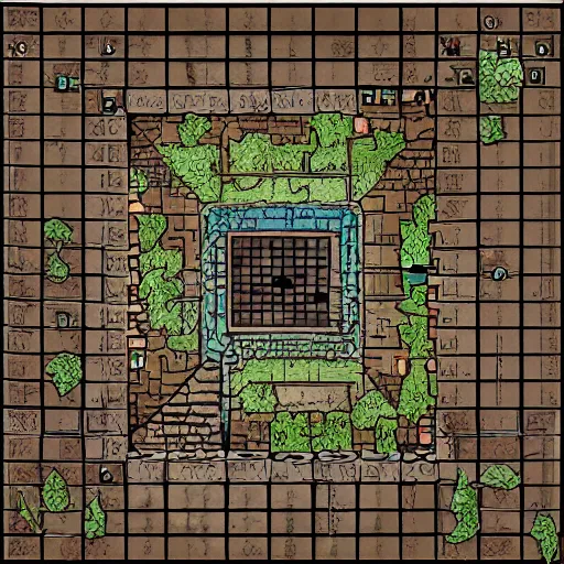 Prompt: tiled ttrpg dungeon map