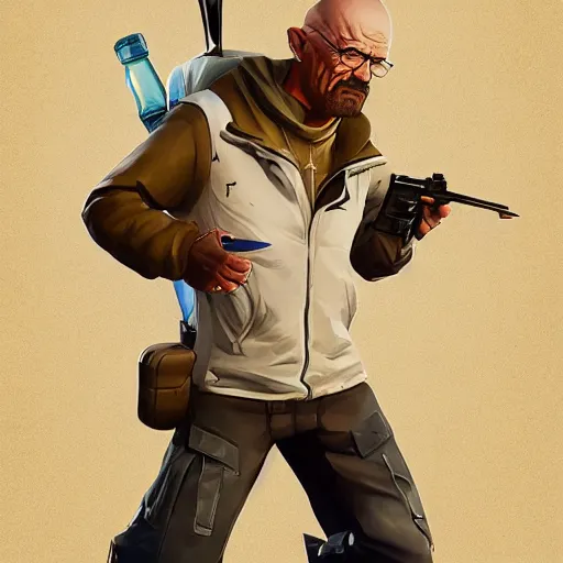 Image similar to walter white as a fortnite skin by greg rutkowski