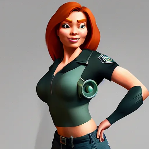 Image similar to kim possible, hyper detailed, digital art, trending in artstation, cinematic lighting, studio quality, smooth render, unreal engine 5 rendered, octane rendered