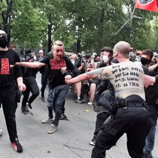 Prompt: an antifa mob acting civilized