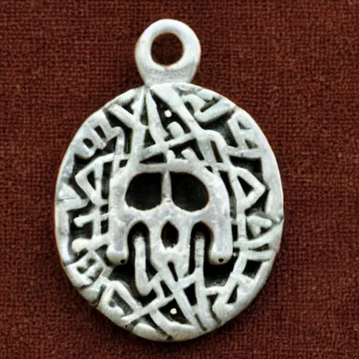 Image similar to magical freezing talisman, ancient symbols, rabbit skull motif