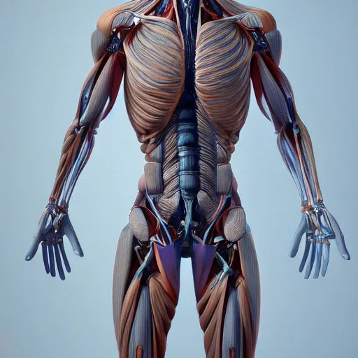 Prompt: A concept of a detailed and intricate design of a full body of human anatomy, 3d design, great finesse organic hyper detailed, calculus, hyperrealistic, ultra detailed, 4K, octane render, unreal engine