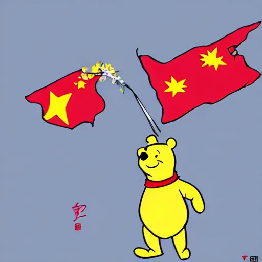 Image similar to xi jinping as winnie the pooh in the style of badiucao