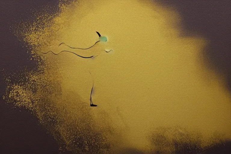 Prompt: beautiful serene runner, healing through motion, life, uplifting, minimalistic golden and ink airbrush painting on white background