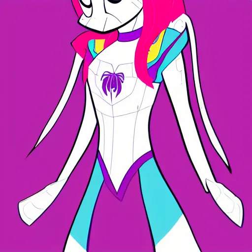 Prompt: ponify spider - gwen | deviantart | spider - gwen my little pony crossover | high quality illustration | very beautiful