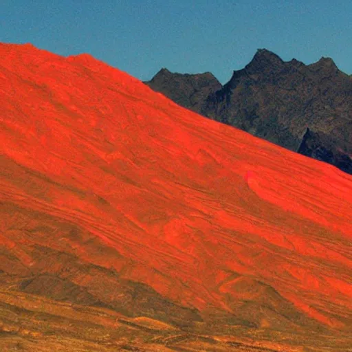 Prompt: red mountains of death and pain and suffering and suffocating and bitterness
