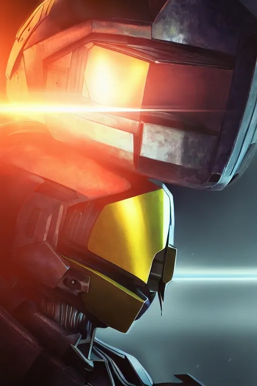 Image similar to robot ninja mask helmet halo master chief radiating a glowing aura global illumination ray tracing hdr fanart arstation by ian pesty and katarzyna da „ bek - chmiel