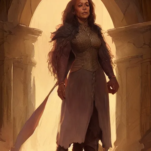 Image similar to kamala harris in game of thrones, highly detailed digital painting, artstation, concept art, smooth, sharp focus, illustration, art by artgerm and greg rutkowski and alphonse mucha