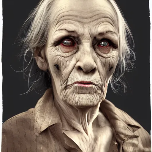 Prompt: portrait, headshot, photo of an old creepy woman, muntant, hyperdetailed, concept art,-H 768