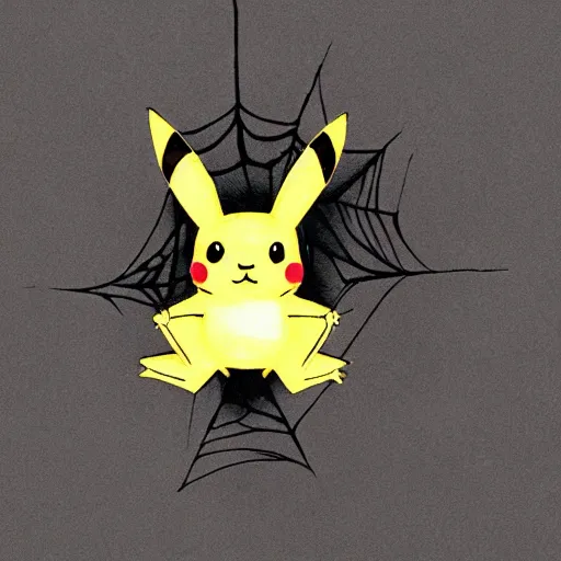 Image similar to a spiderweb Pikachu