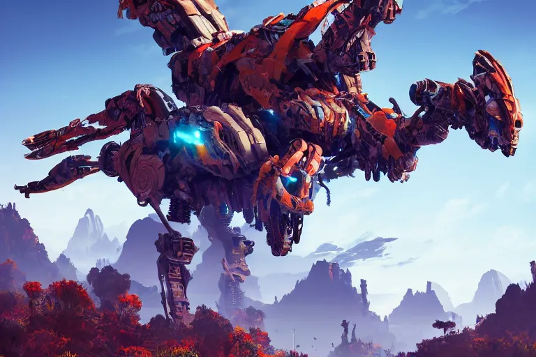 Image similar to clawstrider machine mecanical creature robot of horizon forbidden west horizon zero dawn bioluminiscence global illumination ray tracing hdr fanart arstation by ian pesty and alena aenami artworks in 4 k