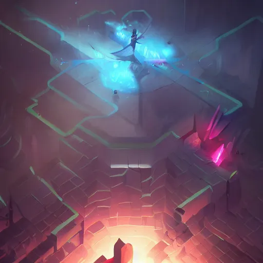 Image similar to a dark scenery with a battle of Jinx versus lit Ekko, Arcane, Riot Games, particles, trending on Artstation, concept art, smooth, sharp focus, illustration, award winning