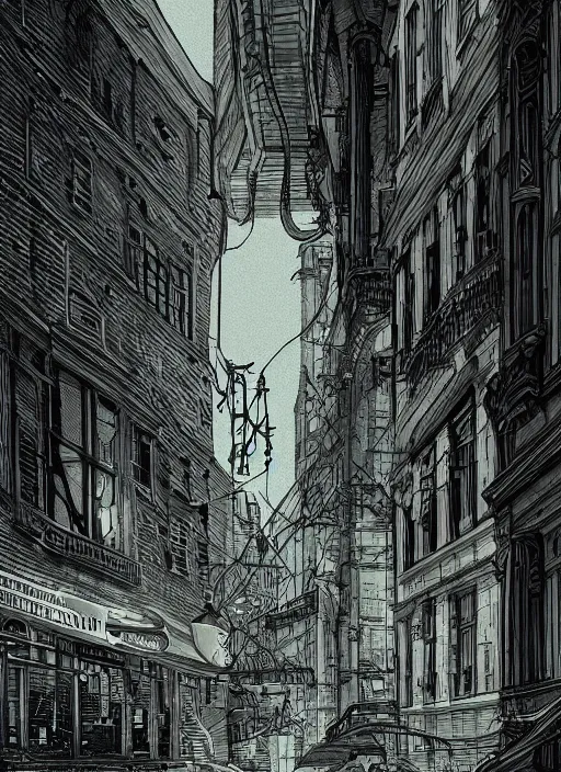 Image similar to Budapest, Beastars , Dynamic lighting, cinematic, extremely high detail, photo realistic, cinematic lighting, pen and ink, intricate line drawings, post processed, artstation, matte painting, style by Paru Itagaki