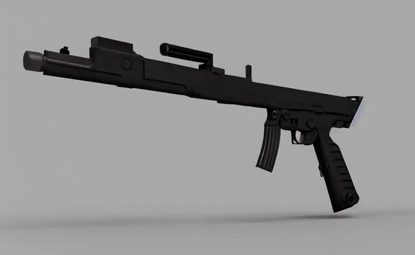 Prompt: modern submachine gun, design concept art, minimalist, studio lighting, 3d render, octane render