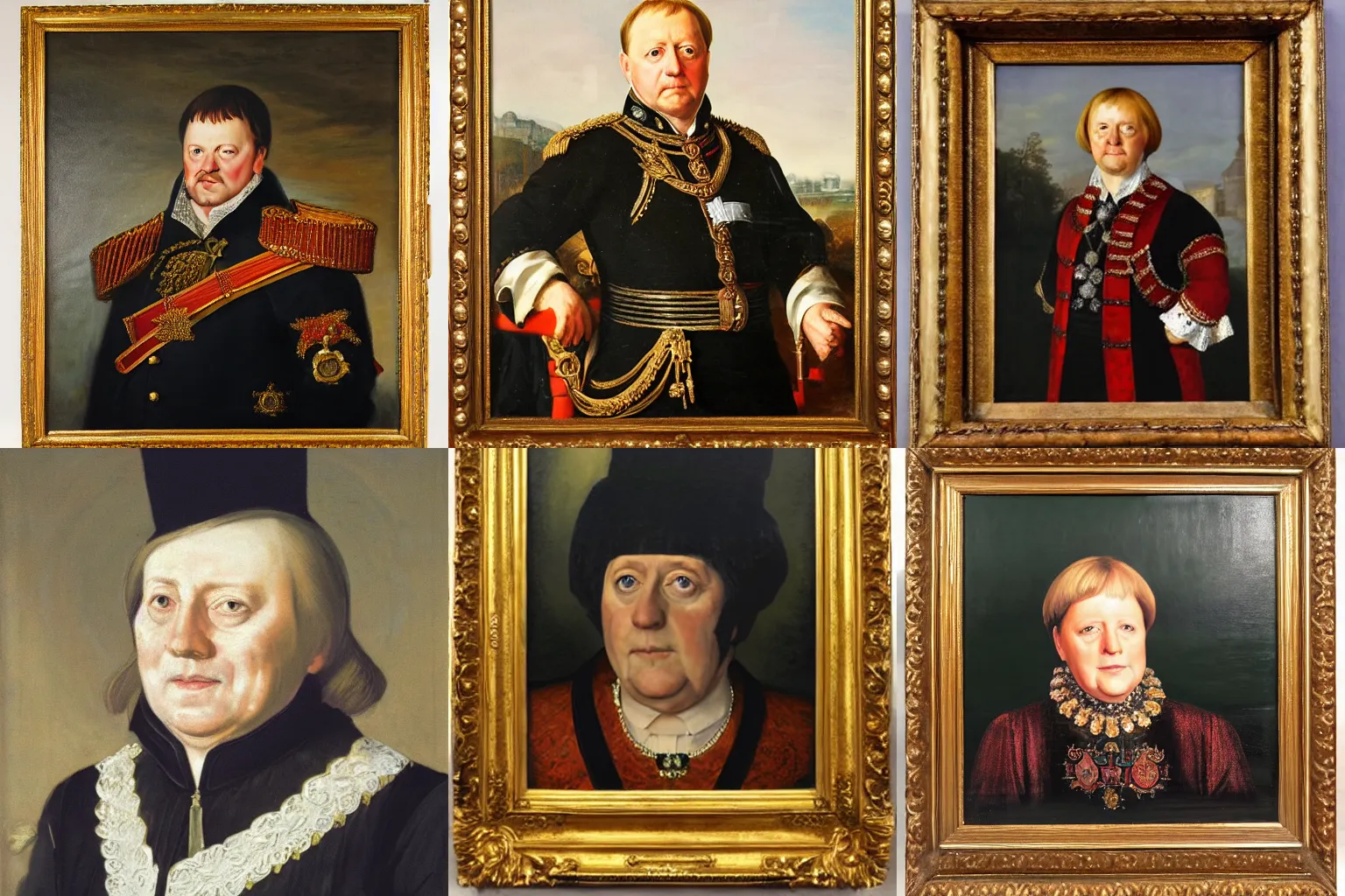 Prompt: Portrait of Merkel as english king, oil painting, aristocrat