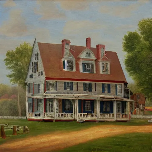 Image similar to portrait of Yankees, New England painting style