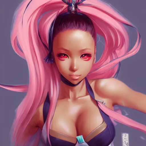 Prompt: anime portrait of Niki Minaj as an anime girl by Stanley Artgerm Lau, WLOP, Rossdraws, James Jean, Andrei Riabovitchev, Marc Simonetti, and Sakimichan, trending on artstation