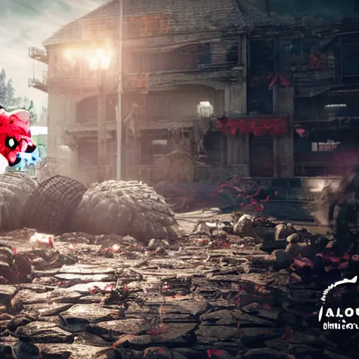 Image similar to hello kitty in gears of war, splash art, movie still, detailed face, cinematic lighting, colour, dramatic, octane render, long lens, shallow depth of field, bokeh, anamorphic lens flare, 8 k, hyper detailed, 3 5 mm film grain