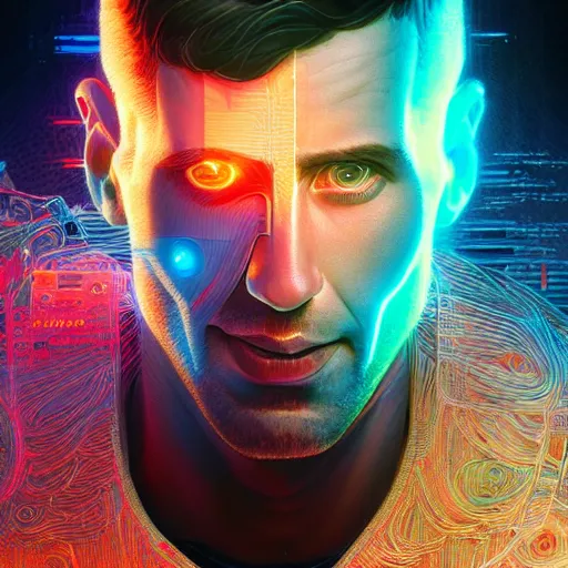 Prompt: a beautiful digital artwork of a cyborg novak djokovic by artgerm, tooth wu, dan mumford, beeple, wlop, rossdraws, james jean, marc simonetti. intricate, epic lighting, cinematic composition, hyper realistic, 8 k resolution, unreal engine 5