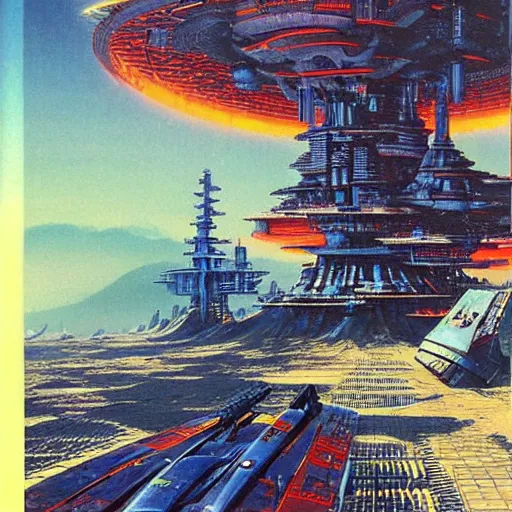 Image similar to sci - fi shogun, art by bruce pennington