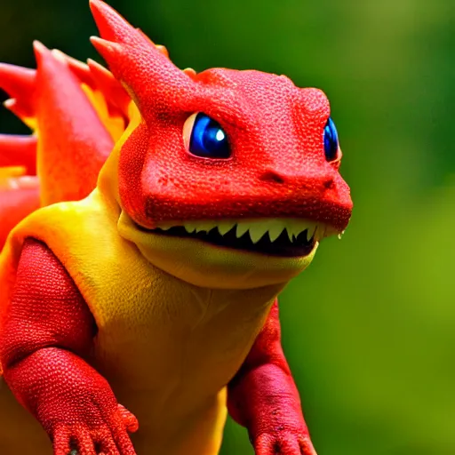 Prompt: national geographic photo of charmeleon, pokemon in the wild, intricate, portrait, 8 k highly professionally detailed, hdr, award winning