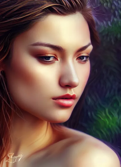 Prompt: photo of a gorgeous female in the style of stefan kostic, realistic, half body shot, sharp focus, 8 k high definition, insanely detailed, intricate, elegant, art by stanley lau and artgerm, extreme bokeh foliage, separation from background