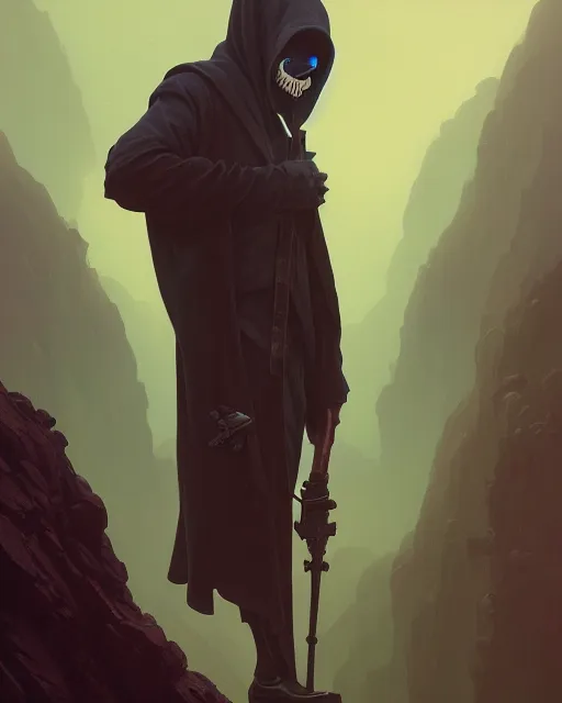 Image similar to highly detailed surreal vfx portrait of the grim reaper, stephen bliss, unreal engine, greg rutkowski, loish, rhads, beeple, makoto shinkai and lois van baarle, ilya kuvshinov, rossdraws, tom bagshaw, alphonse mucha, global illumination, detailed and intricate environment