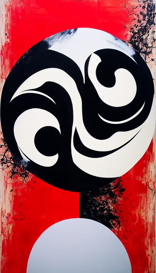 Prompt: Abstract representation of ying Yang concept, by Zeng Fanzhi