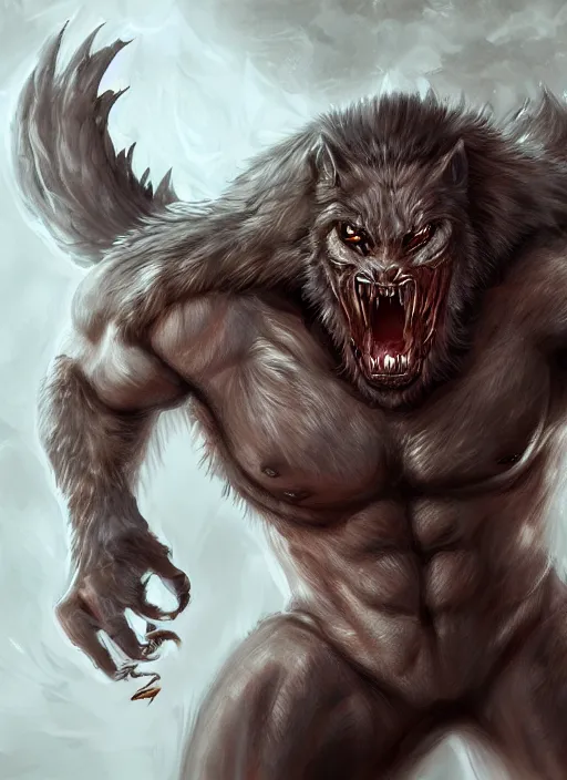 Image similar to detailed beautiful cool male character art depicting am infected werewolf monster, concept art, depth of field, on amino, by sakimichan patreon, wlop, weibo, bcy. net, colorhub. me high quality art on artstation.