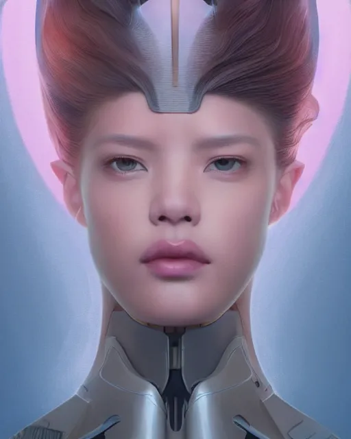 Prompt: portrait of Lalisa Manobal as futuristic airforce, inside future fighter, sci-fi, fantasy, intricate, very feminine, elegant, human anatomy, royal pink and blue light, highly detailed, digital painting, artstation, concept art, smooth, sharp focus, illustration, art by tian zi and WLOP and alphonse mucha, masterpiece, fix this image, variation