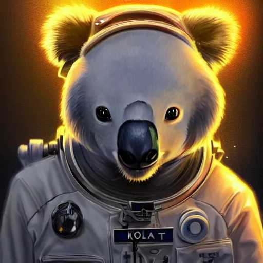 Prompt: a koala in a astronaut suit, 3d, sci-fi fantasy, intricate, elegant, highly detailed, lifelike, photorealistic, digital painting, artstation, illustration, concept art, sharp focus, art in the style of Shigenori Soejima