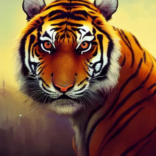 Prompt: portrait of a tiger, exudes terror, highly detailed vfx portrait, unreal engine, greg rutkowski, loish, rhads, caspar david friedrich, makoto shinkai and lois van baarle, ilya kuvshinov, rossdraws, elegent, tom bagshaw, alphonse mucha, global illumination, detailed and intricate environment.