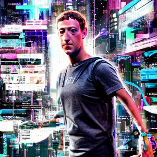 Image similar to cyberpunk mark zuckerberg