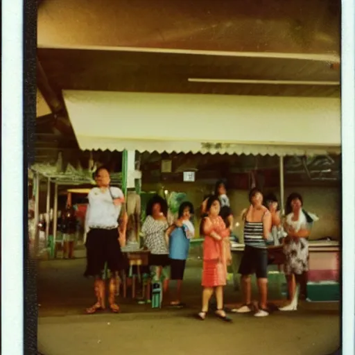 Image similar to a polaroid photo of a hawker centre