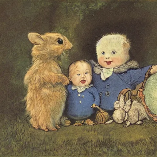 Prompt: candid portrait of baby faced white ball smiling wide, surrounded by clouds, illustrated by peggy fortnum and beatrix potter and sir john tenniel