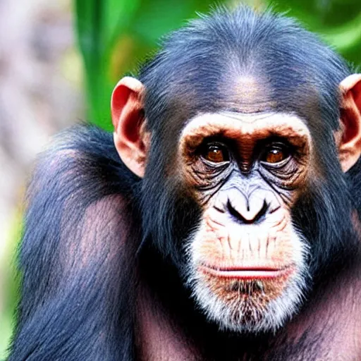 Image similar to chimpanzee with the face of Willem Dafoe