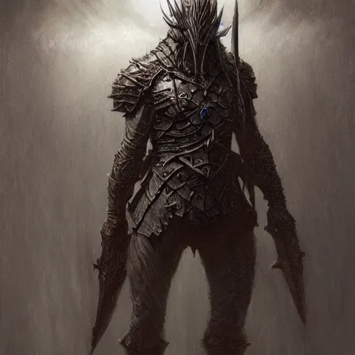 Image similar to warrior concept, beksinski, age of sigma art, ruan jia, dark soul armor concept, trending on artstation, wayne barlowe, adrian smith fantasy art, elden ring art, the hobbit art, lord of the ring art, infinity blade armor