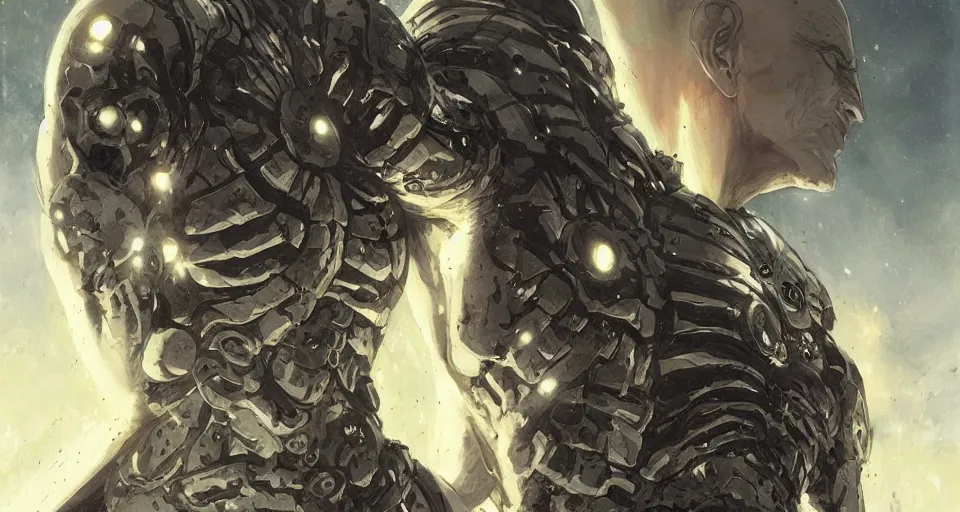 Image similar to one punch man by h. r. giger and greg rutkowski - elden ring