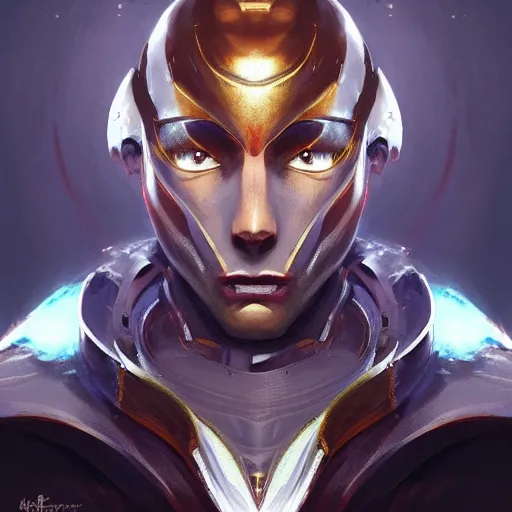 Image similar to excellent painted portrait of a robotic sorcerer first of the robotic overlord kings, high quality painting with detailed roboface, 4k, trending on artstation, octane render, art by artgerm and greg rutkowski and alphonse mucha and craig mullins and James Jean and Andrei Riabovitchev and Marc Simonetti and peter mohrbacher