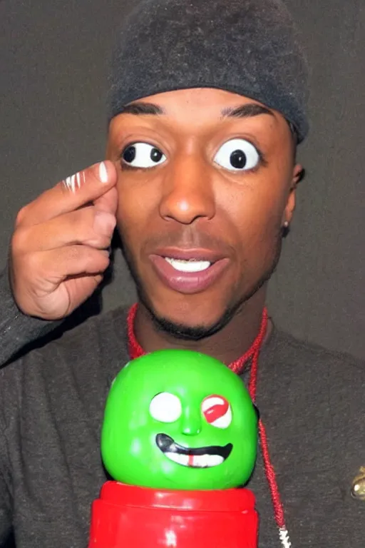 Image similar to eminim as a literal m & m, an m & m candy with the face of the rapper eminiem