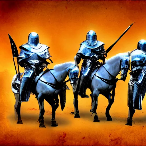 Image similar to digital art color photograph of crusader knights in armor fighting